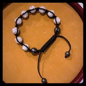 Faux diamond, black pearl bracelet